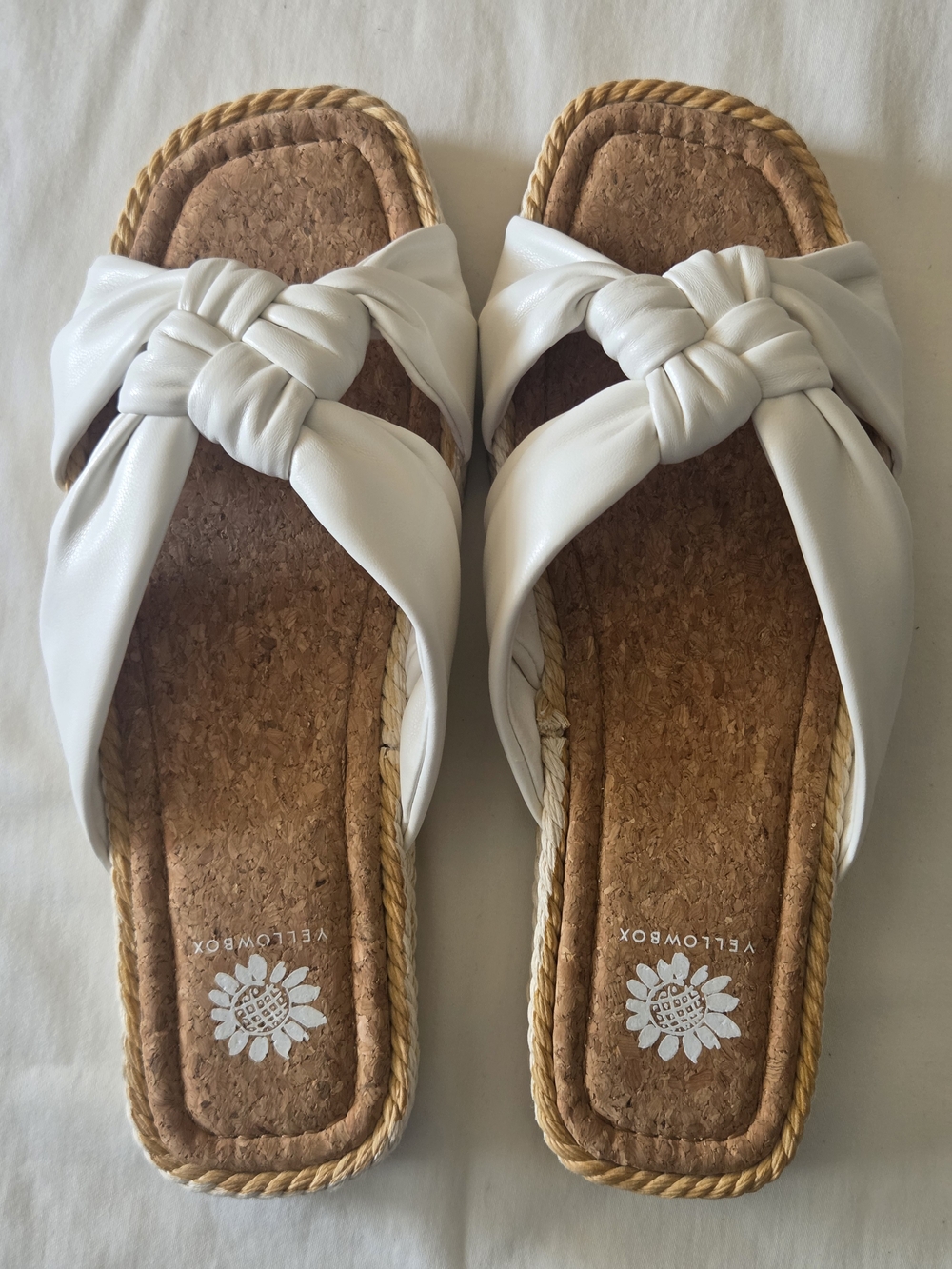 Yellow Box White Knotted Slide Sandals - BRAND NEW 🔥🔥🔥